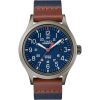 Timex Men's Expedition Scout 40mm Watch – Gray Case Blue Dial with Blue & Brown Fabric & Leather Strap