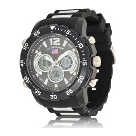 U.S. Polo Assn. Adult Male Sport Analog/Digital Watch with Black Rubber Strap (US9544WM)