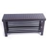 90cm Strip Pattern 3 Tiers Bamboo Stool Shoe Rack Coffee