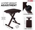 5 Core Keyboard Bench Adjustable Piano Stool Comfortable Thick Padded Heavy Duty Musician Seat - KBB 02 BR