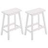 2pcs Pine Wood Saddle Seat Bar Stool White