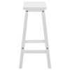 2pcs Pine Wood Saddle Seat Bar Stool White