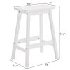 2pcs Pine Wood Saddle Seat Bar Stool White