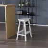 2pcs Pine Wood Saddle Seat Bar Stool White