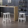 2pcs Pine Wood Saddle Seat Bar Stool White