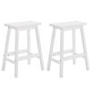 2pcs Pine Wood Saddle Seat Bar Stool White