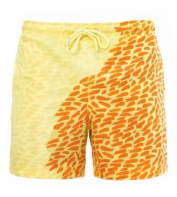 Discoloration In Water  Beach Sports Fitness Shorts  Quick-Drying Swimming Trunks  Temperature Change (Option: Yellow pattern-M)