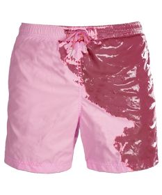 Discoloration In Water  Beach Sports Fitness Shorts  Quick-Drying Swimming Trunks  Temperature Change (Option: Gradient pink-2XL)