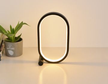 Usb Plug-In Lamp Oval Acrylic Lamp Touch Control Dimmable Modern Simple Creative Night Lamp Bedside Reading Lamp Desk Table Led (Color: Black)