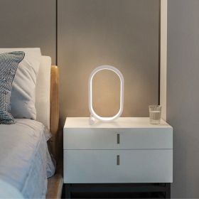 Usb Plug-In Lamp Oval Acrylic Lamp Touch Control Dimmable Modern Simple Creative Night Lamp Bedside Reading Lamp Desk Table Led (Color: White)