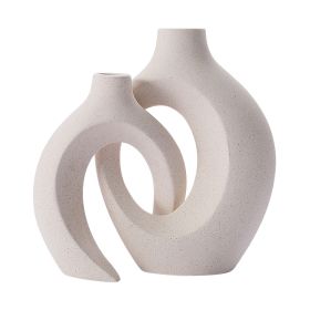 2Pcs Nordic Ceramic Vase Snuggle Set White Matte Creative Vase INS Flower Pot Living Room Home Offical Desktop Decor Accessories (Color: Snuggle Set)