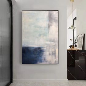 Handmade Oil Painting Blue Grey Abstract Painting Minimal Acrylic Simple Gray On Canvas Art Blue Wall Art For Minimalist Decor For Home Decor (size: 50x70cm)