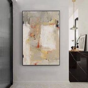 Hand Painted Large Abstract Oil Painting On Canvas Original Beige And Grey Canvas Wall Art Modern Textured Painting For Living Room Office Bedroom (size: 50x70cm)