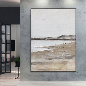 Large Handmade Oil Painting Wall Art Textured Abstract Painting Beach Beige Textured Painting Abstract Art Landscape Canvas Painting For Living Room (size: 120x160cm)