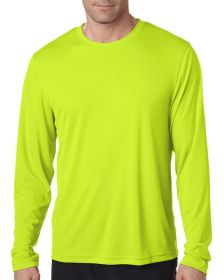 Adult Cool DRI® with FreshIQ Long-Sleeve Performance T-Shirt - BLACK - S (Color: SAFETY GREEN)